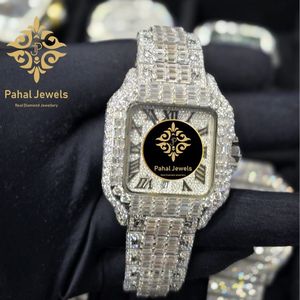 นาฬิกาข้อมือผู้หญิง Pahal Jewels หรูหรา ประดับเพชรทรงสี่เหลี่ยม ตัวเรือนสแตนเลสสตีล ระบบควอตซ์ หน้าปัดแซฟไฟร์ 40 มม. สายแบบผีเสื้อ - Product Image 1