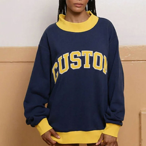 Sweat-shirt à col montant réversible pour femme, avec logo personnalisé du fabricant, en polaire unisexe surdimensionné, color block - Product Image 1