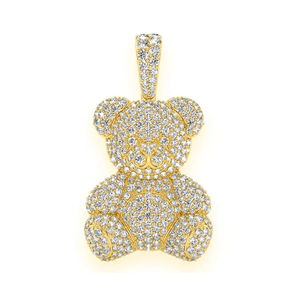 Collar con Colgante de Oso de Peluche Personalizado, Chapado en Oro sobre Plata 925, Joyería Hip Hop Moderna con Moissanita, Regalos Unisex - Product Image 4