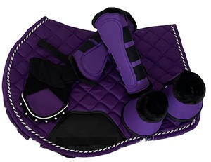 Horse Saddle Pad Set with Brushing Boot and <b>Bonnet</b> Style High Quality Quality Cotton Fabric Horse Saddle Pad Custom Design - Product Image 1