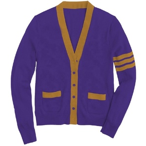 Suéter Cárdigan de Punto Grueso Estilo Universitario para Hombre, Cuello en V, Botones Acrílicos, Venta al Por Mayor, Invierno, Holgado - Product Image 1