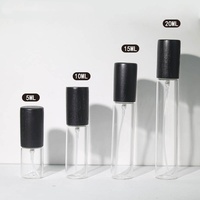 Flacon de parfum rond vide en verre ambré transparent avec atomiseur et bouchon en bois véritable (bois de hêtre, noyer) – 5 ml, 10 ml, 15 ml, 20 ml