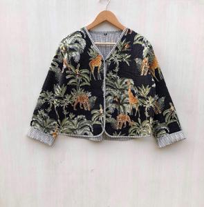 เสื้อแจ็คเก็ตผ้าฝ้ายพิมพ์ลายอินดิโก้สไตล์โบฮีเมียน บุใยหนานุ่ม ระบายอากาศได้ดี ใส่ได้ทุกฤดู สำหรับผู้หญิง สั่งตรงจากผู้ค้าส่ง - Product Image 1