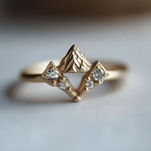 Mountain Moissanite Engagement <b>Ring</b> Geometric 14K Gold Plated <b>925</b> Sterling <b>Silver</b> Dainty Luxury for Anniversary & Wedding - Product Image 1