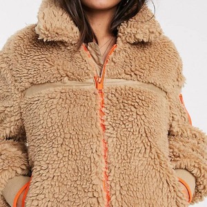 Veste unisexe en fausse fourrure épaisse, en polaire sherpa, col montant, fermeture éclair, couleur unie, manteau d'hiver décontracté, longueur courte - Product Image 5