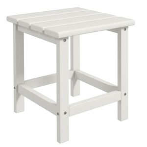 Tavolino da esterno quadrato con struttura in acciaio, 15 pollici, resistente alle intemperie, in HDPE, colore bianco - Product Image 1