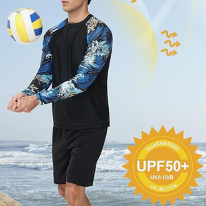 Camiseta de Natación para Hombre, Protección UPF 50+, Manga Larga, Secado Rápido, Transpirable, Compresión, Corte Holgado, Protección UV para Pesca - Product Image 6