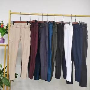 Women's High Rise <b>Equestrian</b> Pants Solid Color Slim Fit With Standard Pockets Buckle Closure Riding Wear - Product Image 2