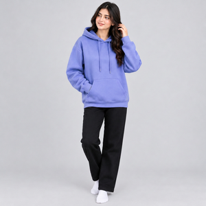 Sweat-shirt à capuche pour femme avec passe-pouce, manches longues, coupe classique, en polaire légère, style décontracté et sportif - Product Image 2