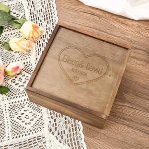 Khadim Handicrafts Classic Wooden Wedding Invitation Box Custom Embossed Engraving <b>USB</b> 2.0 <b>Flash</b> <b>Drive</b> Gift Organizer for Bride - Product Image 4