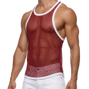 Wholesale OEM Men's Mesh Racerback Tank <b>Top</b> H-Back Breathable Quick Dry Workout Gym Tank <b>Top</b> Training Shirt - Product Image 3