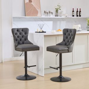 A a Furniture's Modern <b>Bar</b> <b>Stools</b> with Retro PU <b>Adjustable</b> 26-33 Inch Seat Height Comfortable Backrest Aged Retro Style - Product Image 1