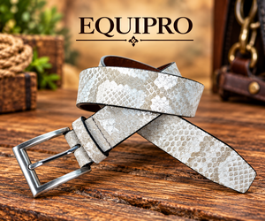 Equipro White Herringbone Print Genuine Leather <b>Belt</b> Cow Hide Silver Pin Buckle <b>Vintage</b> Breathable Casual 3.5cm - Product Image 2