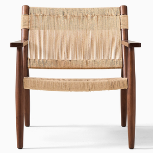 Fauteuil en bois moderne, structure en bois massif, assise tressée, design mid-century, chaise de salon, meubles faits à la main - Product Image 3