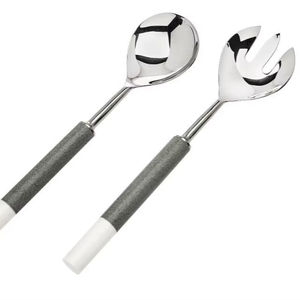 Ensemble de cuillères à salade en acier inoxydable plaqué argent, fabrication artisanale, design moderne, passe au lave-vaisselle, pour la maison, les hôtels et les restaurants - Product Image 1