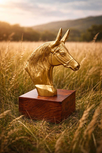 Messing Pferdekopf Statue Reiterbuste Skulptur mit Holzsockel Heim- und Bürodekoration Geschenk Erhältlich zum Großhandelspreis Wohndekoration - Product Image 3