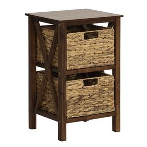 Comodino stretto a 3/4 livelli con design a X e 2/3 cestini in paglia di mare - Product Image 1