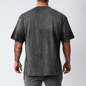 Wholesale 2026 Custom Gym Black Tee Quick Dry Breathable Knitted Oversized Cotton <b>Tshirt</b> for Men Solid Acid Wash Boxy Shirt - Product Image 4
