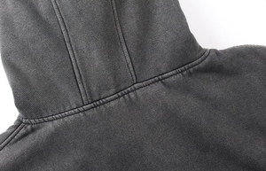 Sweat à capuche cagoule zippé intégral en molleton de coton personnalisé, effet délavé vintage, épais, style streetwear, coupe oversize, masque cagoule intégré - Product Image 4