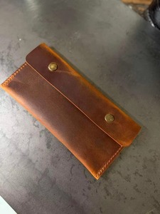 Portefeuille long classique de luxe en cuir véritable, artisanat exquis, pochette délicate pour pièces de monnaie - Product Image 1