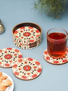 Juego de posavasos de MDF premium con atractiva ilustración floral para decoración de mesas de comedor de lujo. - Product Image 1