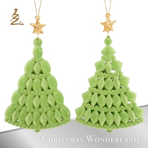 Décoration de Noël et du Nouvel An, arbre en acrylique 2D en velours vert lime floqué avec paillettes dorées, gnome champignon 3D, papillon, ornement - Product Image 2