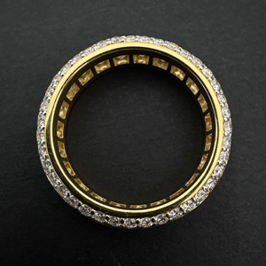 Anillo de Eternidad de Oro Amarillo de 14K con Diamantes Cultivados en Laboratorio de Corte Princesa de 8.20CTW, Certificado IGI, Anillo de Boda de Tres Hileras - Product Image 6