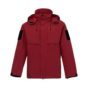 <b>Men's</b> Winter Thick Zipper Canvas Windbreaker <b>Jacket</b> Waterproof & Breathable Hooded with Pattern for <b>Cycling</b> Running OEM Service - Product Image 5