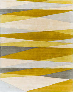 Tapis moderne abstrait en laine, motif géométrique jaune et gris, tufté à la main, pour décoration intérieure, salon et chambre - Product Image 4