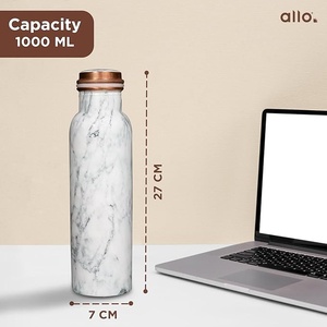 Marble Pattern Stainless Steel Water <b>Bottle</b> With Copper Lid Portable Travel <b>Flask</b> Minimalist Design - Product Image 3