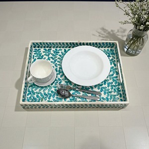 Mesa de Centro Otomana Moderna de Madera MDF con Estampado Floral Turquesa, Hecha a Mano por Rehman Craft, para Aniversarios, Venta al Por Mayor - Product Image 2