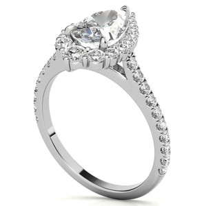 Pear Cut 10x7mm Moissanite Bridal Engagement <b>Ring</b> 925 Sterling <b>Silver</b> White Gold Plated Prong Setting <b>Solitaire</b> Promise <b>Ring</b> - Product Image 2