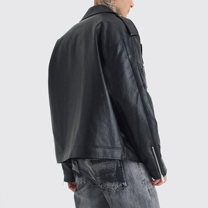 Street Wear Winter Collection <b>Shearling</b> Leather <b>Jacket</b> Waterproof Customized Size & Design Turn Down Collar Fur Leather <b>Jacket</b> - Product Image 4
