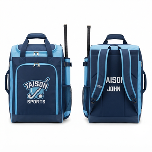 TAISON SPORTS Premium PU 420 GSM 30-40L Field Hockey Bag <b>Navy</b> Sky Blue Panel Custom Logo Sports <b>Backpack</b> - Product Image 1