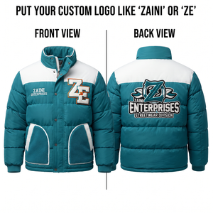Premium 500g Polyester <b>Puffer</b> <b>Jacket</b> Teal <b>White</b> Panelled Quilted Winter Coat Long Hooded Waterproof Windproof Camouflage - Product Image 1