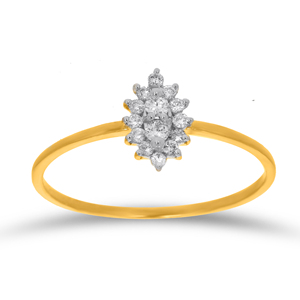 Bague de fiançailles en diamant taille brillant, or jaune 14 carats, 0,30 carats au total, design en grappe de pierres, bijoux fins pour femme, alliance de mariage, cadeau - Product Image 1