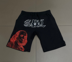 Men's <b>Black</b> Cotton Eco-friendly Streetwear Shorts Midweight Flat Front Drawstring Closure Casual Summer Wear - Product Image 2