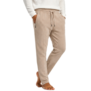 Custom <b>Mens</b> Waffle Knit Sports Pants Slim Fit Casual Textured <b>Trousers</b> Elastic Waist <b>Drawstring</b> Comfortable Joggers - Product Image 4