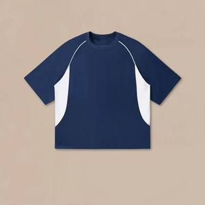 Camisetas de streetwear personalizadas extragrandes con paneles en contraste, camisetas de verano lisas, camisetas casuales con bloques de color - Product Image 3