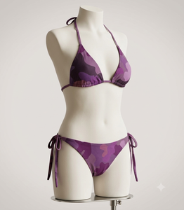 Bikini Personalizado para Mujer, Conjunto de Bikini de Dos Piezas, Bikini Triangular, Bikini con Tiras, Bikini con Lazos Laterales, Bikini con Cuello Halter - Product Image 4