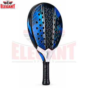Raquette de padel bleue et noire personnalisée avec graphismes géométriques modernes, surface texturée, poignée ergonomique, OEM, ODM, marque privée, vente en gros - Product Image 3