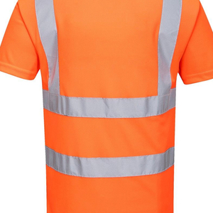 Hi Visibility <b>Orange</b> Reflective Safety Breathable Short Sleeve Workwear T-Shirt Men's Casual Uniform Summer Wear - Product Image 6