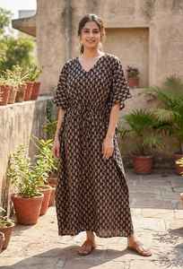 Robe kaftan en coton faite à la main à imprimé cachemire, style bohème, pour la plage, taille unique, tenue de villégiature - Product Image 6