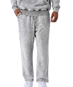 Custom Applique Patch Winter Season Use Tracksuits Acid Wash <b>Flared</b> Sweatsuit Hoodie and Sweatpants Set for <b>Men's</b> Wear - Product Image 4