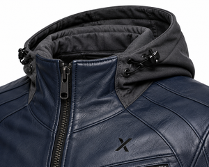 Blouson de moto en cuir à capuche Urban |   Marine, Brun, Bourgogne |   Fabricant OEM ODM |   Qualité de conception haut de gamme |   Vêtements de course | - Product Image 4