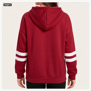 เสื้อฮู้ดดี้วาร์ซิตี้ผู้หญิงลายทางสีแดงแบบสั่งทำพิเศษ พร้อมไหล่ตก ผ้าฝ้ายฟลีซ ขายส่ง - Product Image 1