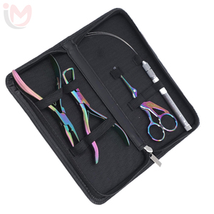 IMANS ENTERPRISES Juego de Herramientas Profesionales de Acero Inoxidable para Extensiones de Cabello con Pinzas para Micro Anillas - Product Image 2