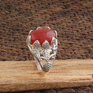 Bague Classique en Argent Sterling 925 avec Onyx Rouge Naturel en Forme de Fleur pour Femme, Idéale pour Mariage et Soirée, Bijoux Indiens en Gros - Product Image 5