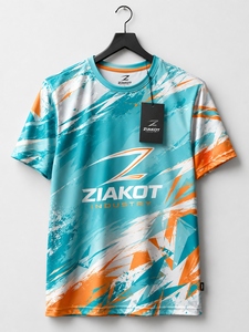 Camiseta Deportiva Personalizada para Hombre, Diseño Nuevo de la Industria ZIAKOT, Color Azul Polvo, Blanco y Rojo - Product Image 4