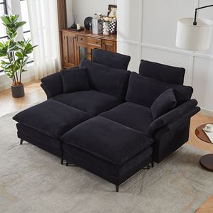 Nuovo Divano Moderno in Velluto a Coste 85.8, Comodo Divano a 4 Posti con Seduta Profonda, Divano Componibile con Pouf Cloud per Soggiorno - Product Image 5